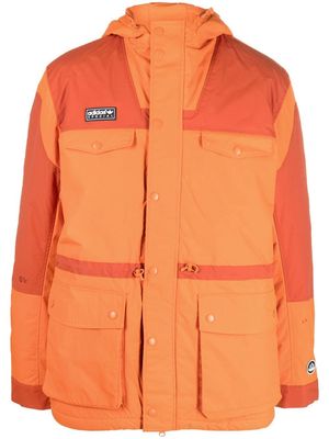 adidas chest logo-patch hooded jacket - Orange