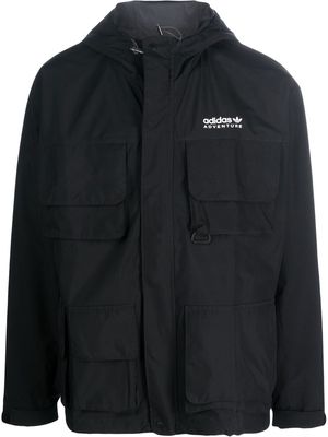 adidas chest logo-print hooded jacket - Black