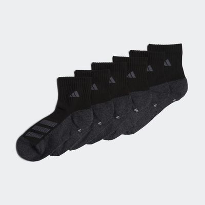 adidas Cushioned Angle Stripe Quarter Socks 6 Pairs Black L