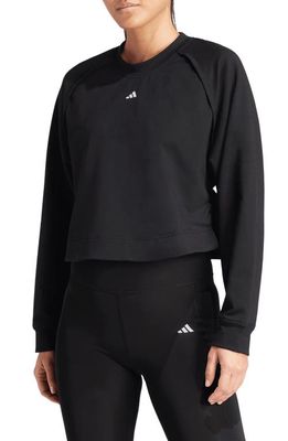 adidas Cutout French Terry Cover-Up Top in Black/White