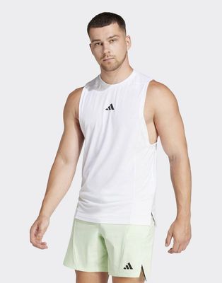 adidas D4T tank with small chest trefoil in white