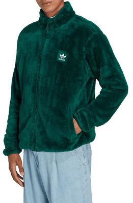 adidas Essential Fluffy Fleece Jacket in Dark Green