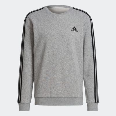 adidas Essentials Fleece 3-Stripes Sweatshirt Medium Grey Heather S Mens