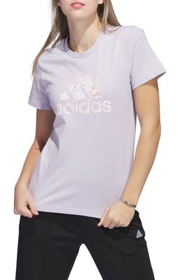 adidas Floral Badge of Sport Cotton Graphic Tee in Silver Dawn