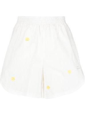 adidas floral-embroidered cotton shorts - White