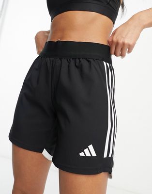 adidas Football 3 stripe shorts in black