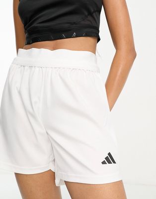 adidas Football 3 stripe shorts in white