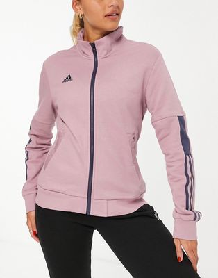 adidas Football Tiro Away Days long sleeve zip up jacket in pink