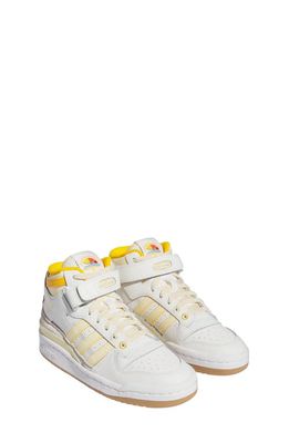 adidas Forum Mid Casual Basketball Shoe in Cloud White/Easy Yellow