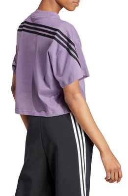 adidas Future Icon 3-Stripes Cotton T-Shirt in Shadow Violet