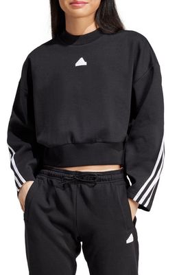 adidas Future Icons 3-Stripes Cotton Blend Sweatshirt in Black