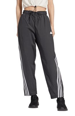 adidas Future Icons 3-Stripes Recycled Polyester Ripstop Track Pants in Black/White