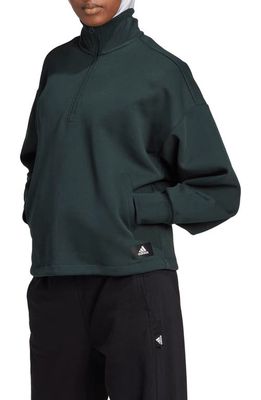 adidas Future Icons Badge of Sport Quarter Zip Sweatshirt in Shadow Green