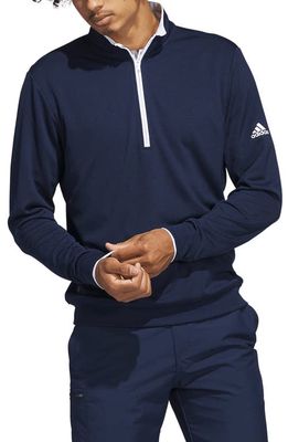adidas Golf Quarter Zip Recycled Polyester Golf Pullover in Collegiate Navy