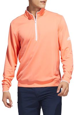 adidas Golf Quarter Zip Recycled Polyester Golf Pullover in Coral Fusion