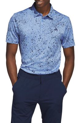 adidas Golf Spatter Jacquard Performance Golf Polo in Blue Fusion/Navy/Blue