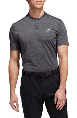 adidas Golf Textured Stripe Blade Collar Golf Shirt in Black/Grey Five