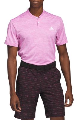adidas Golf Textured Stripe Blade Collar Golf Shirt in Lucid Fuchsia/White