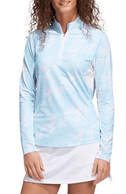 adidas Golf Ultimate 365 Print Long Sleeve Golf Shirt in Bliss Blue