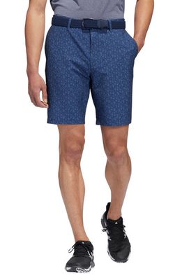 adidas Golf Ultimate Floral Performance Stretch Flat Front Shorts in Collegiate Navy/White