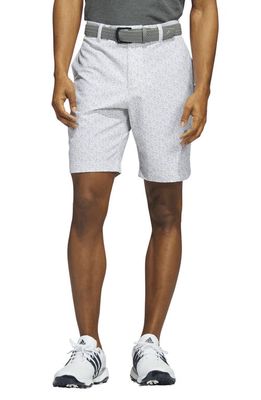 adidas Golf Ultimate Floral Performance Stretch Flat Front Shorts in White/Grey Three