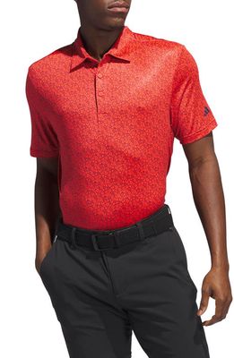 adidas Golf Ultimate365 Floral Print Performance Polo in Bright Red