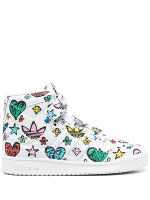 adidas graphic-print high-top sneakers - White
