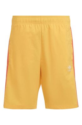 adidas Kids' 3-Stripes Recycled Nylon Athletic Shorts in Spring Yellow