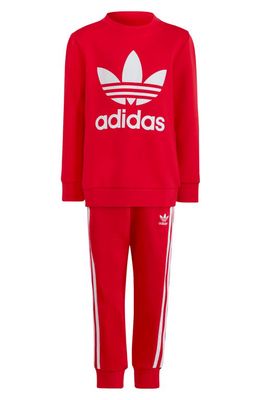 adidas Kids' Adicolor Crewneck Sweatshirt & Joggers Set in Better Scarlet