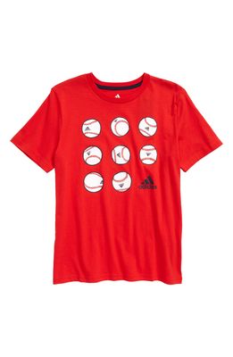 adidas Kids' Baseball Cotton Graphic Tee in Vivid Red