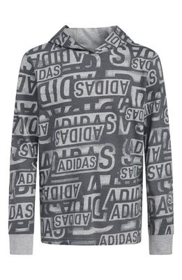 adidas Kids' Brand Sticker Fleece Hoodie in Grey Heather