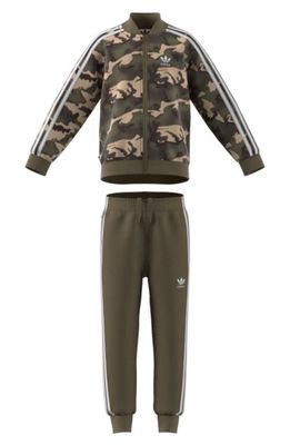 adidas Kids' Camo Superstar Recycled Polyester Tracksuit Set in Magic Beige/Multicolor
