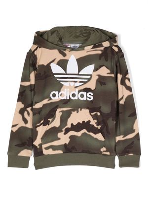 adidas Kids camouflage-pattern pullover hoodie - Green