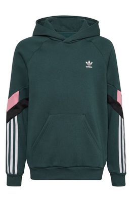 adidas Kids' Cotton Blend Hoodie in Green/Black/Pink