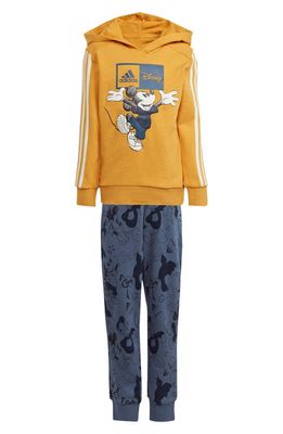 adidas Kids' Disney Mickey Mouse Hoodie & Joggers Set in Preloved Yellow/Off White