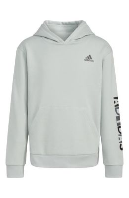 adidas Kids' Jumbled Logo Fleece Hoodie in Light Grey
