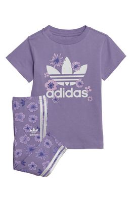 adidas Kids' Lifestyle Floral T-Shirt Dress & Leggings in Magic Lilac