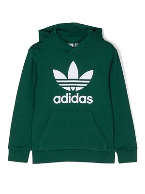 adidas Kids logo-print cotton hoodie - Green