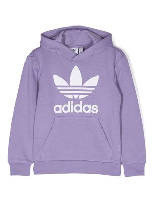adidas Kids logo-print pullover hoodie - Purple