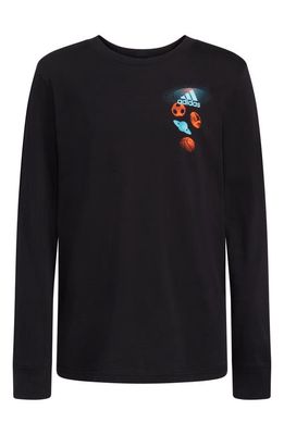 adidas Kids' Space Age Long Sleeve Cotton Jersey Graphic T-Shirt in Black Multi
