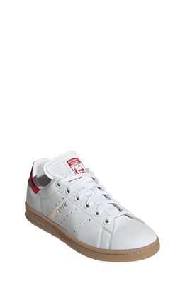 adidas Kids' Stan Smith Low Top Sneaker in White/Better Scarlet/Gum