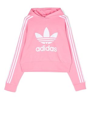 adidas Kids TEEN Adicolor trefoil-print hoodie - Pink
