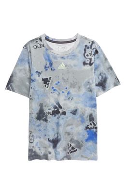 adidas Kids' Tie Dye Logo Graphic T-Shirt in Medium Grey