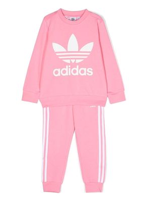 adidas Kids trefoil-print tracksuit set - Pink