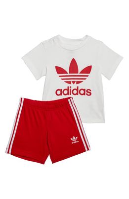 adidas Kids' Trefoil T-Shirt & Shorts Set in Better Scarlet