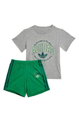 adidas Kids' VRCT Lifestyle Graphic T-Shirt & Shorts Set in Grey Heather/Green