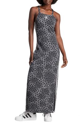 adidas Leopard Print Knit Maxi Dress in Grey