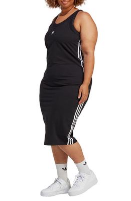 adidas Lifestyle 3-Stripes Body-Con Tank Midi Dress in Black