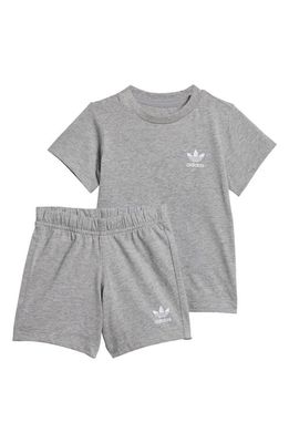 adidas Lifestyle Logo T-Shirt & Shorts Set in Medium Grey Heather