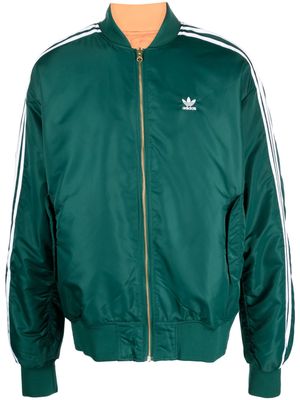 adidas logo-embroidered reversible bomber jacket - Green